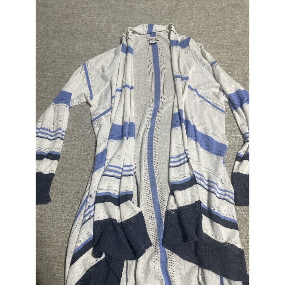 Rachel Zoe Cardigan Sweater Women’s Large Blue White Long Sleeve
